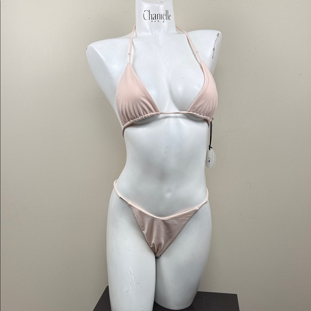 NWT REVOLVE X Tularosa powder pink medium string bikini swim set